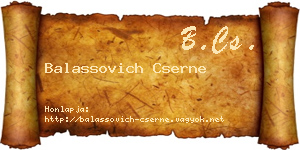 Balassovich Cserne névjegykártya